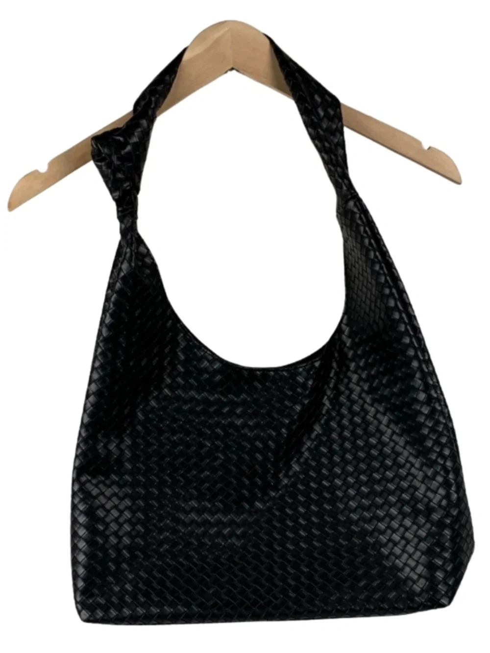 Ulta Midnight Woven Faux Leather Hobo Shoulder Bag Bohemian Minimalist